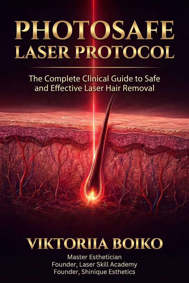 Book cover — PhotoSafe Laser Protocol: The Complete Clinical Guide to Safe and Effective Laser Hair Removal by Viktoriia Boiko